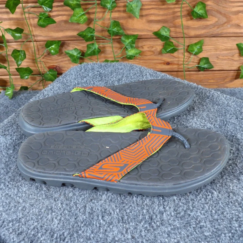 Skechers Performance Go Walk‎ Men Sandal Sz 7 Casual Athletic Gray Orange Fabric